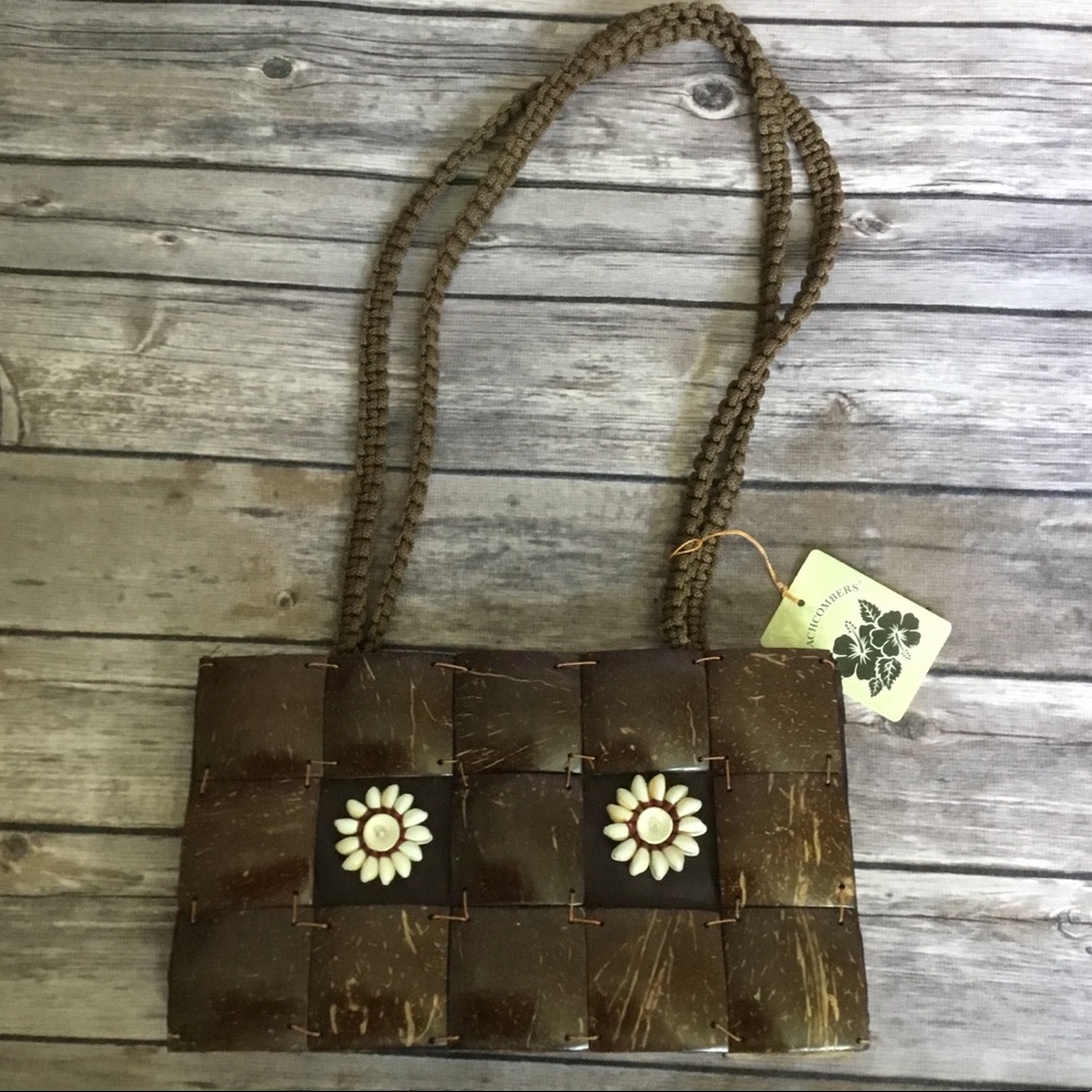 Beachcombers square coconut shell clutch  handbag